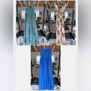 3 Lovely Summer Dresses - Seafoam Maxi Dress, Floral w/Side Cutouts, Royal Blue